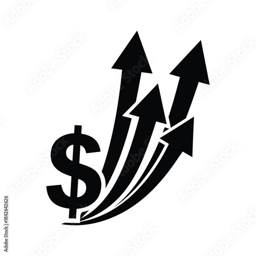 Dollar sign with rising arrows indicating financial growth