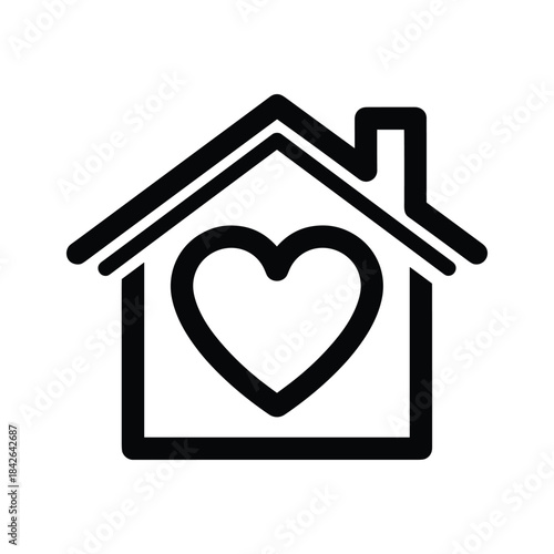Home with heart icon representing love and care