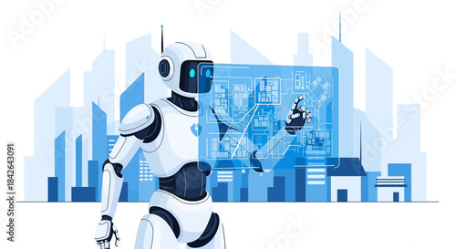 Futuristic urban development by a robot using transparent interface technology for architecture