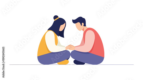 Intimate Connection: Two individuals seated close, hands intertwined, in a moment of quiet connection and shared empathy, reflecting on human intimacy.