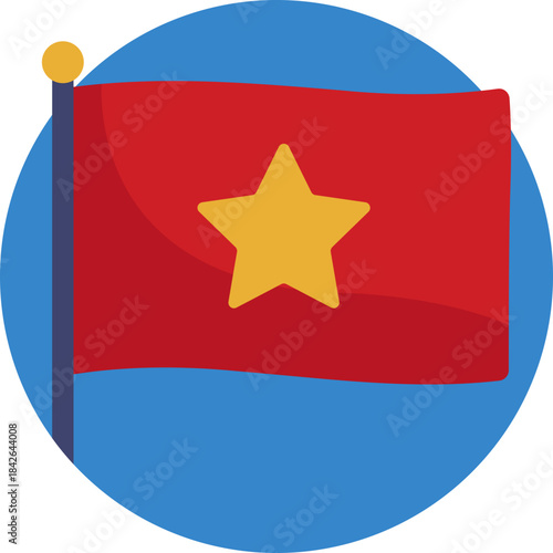 National flag of Vietnam with a yellow star on a red background.