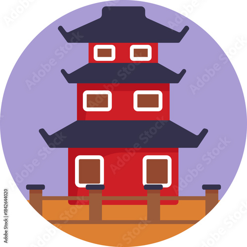 Traditional multi-tiered Vietnamese temple with curved roofs.