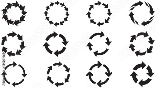 Circular Arrow Cycle Icons for Process Flow, Recurring Transactions and Continuous Improvement