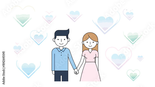 First Encounter: A couple is hand in hand creating a beautiful atmosphere, symbolizing the pure beginning of a lovely relationship. Capturing an image of love, care, and partnership.