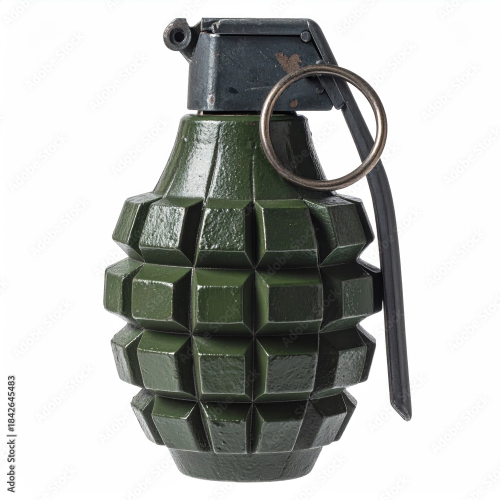 Obraz premium Green grenade; lethal weapon of segmented destruction
