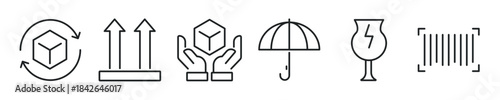 Fragile thin line icon set. Web minimal editable stroke icons