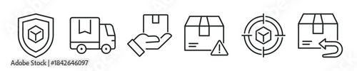 Logistic thin line icon set. Web minimal editable stroke icons
