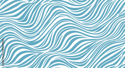 Abstract seamless pattern of flowing wavy lines in a calming blue-green hue, resembling water currents or zebra stripes.