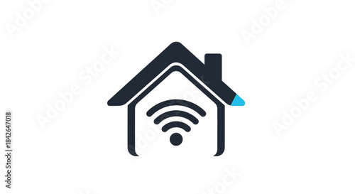 Modern smart home icon featuring a house silhouette with a Wi-Fi signal symbol inside, representing home automation and connectivity.