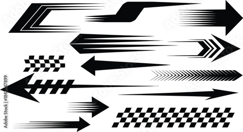 Racing car vinyl decal and speed stripe vector set