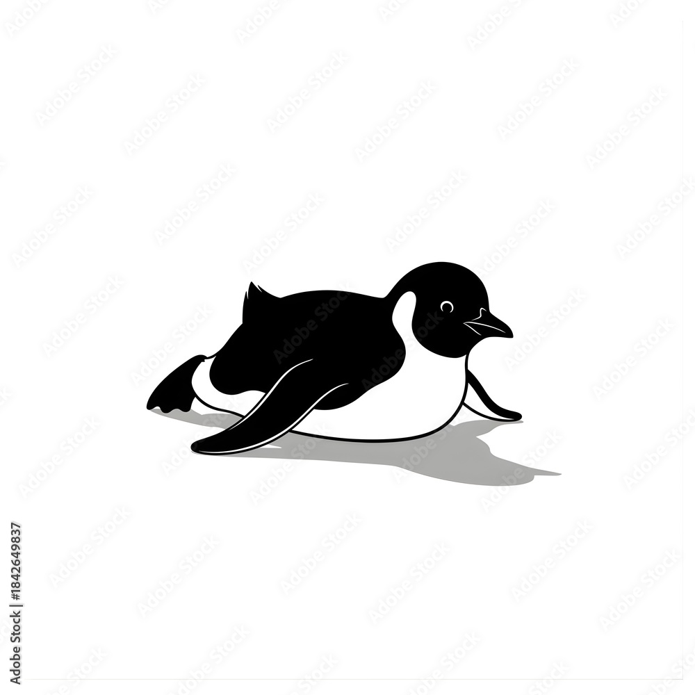 Naklejka premium silhouette of a penguin on the sea