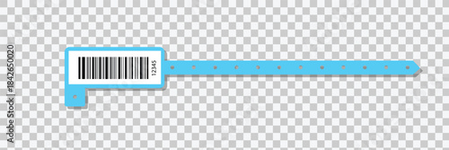 Set of paper event bracelet templates. Admission wristband for concert, festival, cinema, party, disco entrance on transparent background. Patient identification headband. Vector illustration.