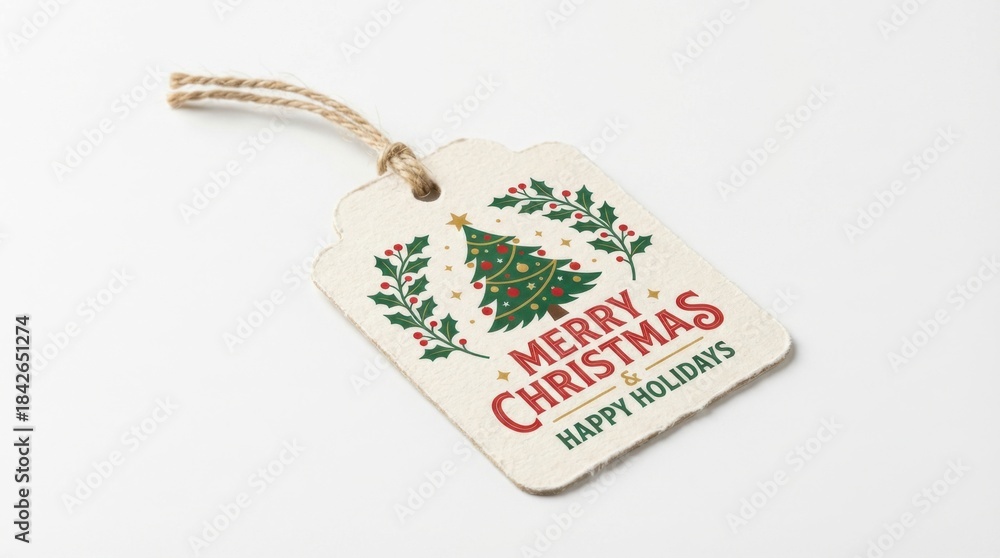 Fototapeta premium christmas label mockup for holiday-themed designs isolated on white background