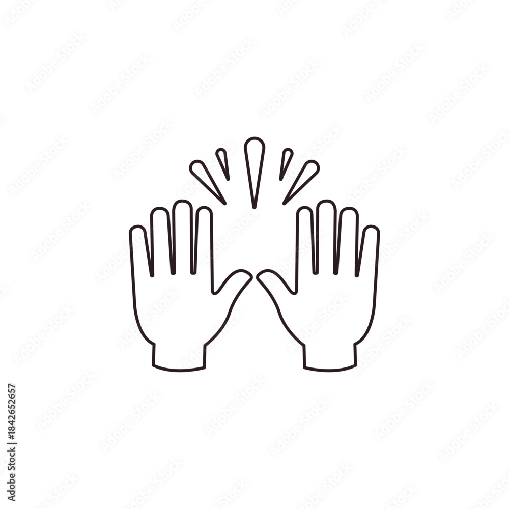 Obraz premium raising hands pair of hands raised in air happy joy celebration hand fingers emoji symbol sign icon vector illustration isolated flat