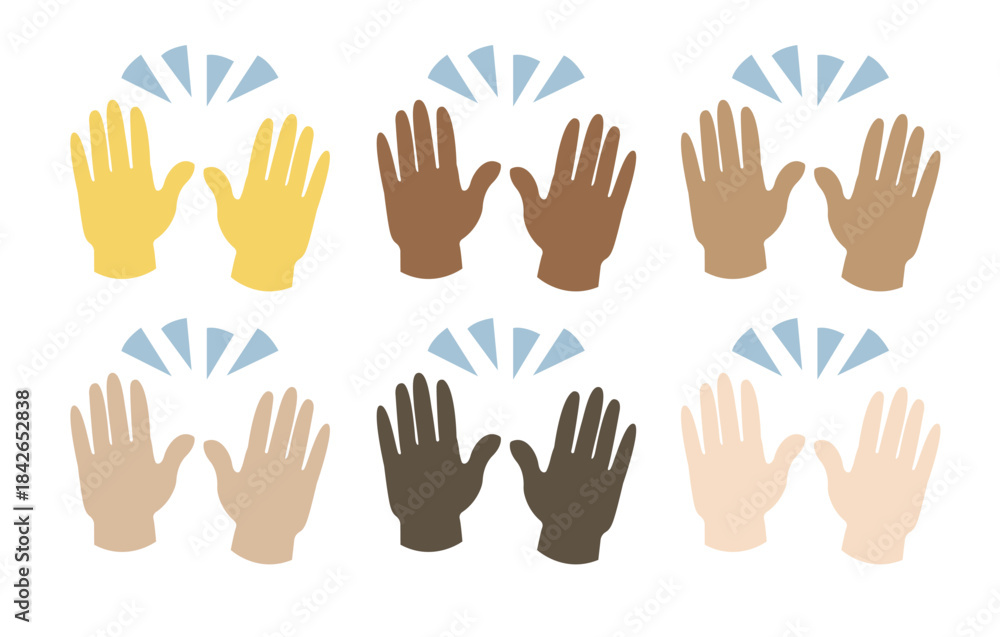 Obraz premium raising hands pair of hands raised in air happy joy celebration hand fingers emoji symbol sign icon vector illustration isolated flat