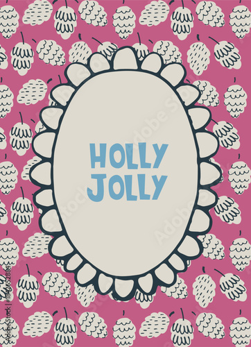 Merry Christmas and New Year card in a decorative frame trend of the year for festive projects, logos, stickers, invitations, scrapbooking, wall posters, social media, home, crafts and goods