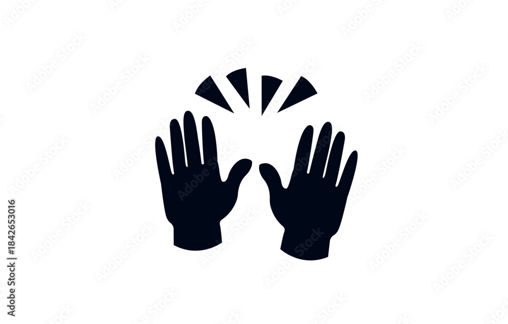 Obraz premium raising hands pair of hands raised in air happy joy celebration hand fingers emoji symbol sign icon vector illustration isolated flat