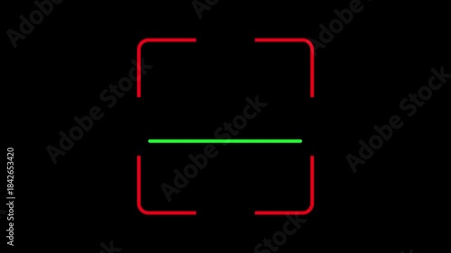 Scanning Frame Animation Red Border with Green Scan Line.