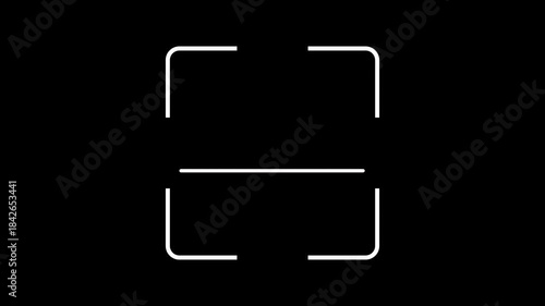 White Scanning Frame And Scan Line Animation On Black Background.