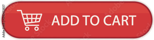 Red Add To Cart Button With Shopping Cart Icon And Text vector illustration