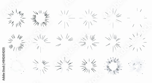 Manga Comic Speed Lines Burst Effect Vector Set Isolated on White Background