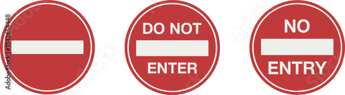 Three Red Circular Do Not Enter Signs no entry stop