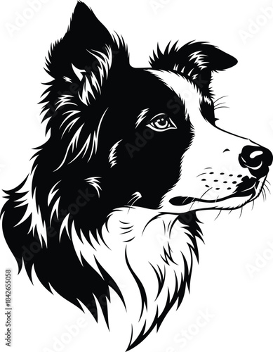 Dog Head Portrait Detailed Line Art Vector Illustration