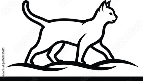 Walking Cat Animal Silhouette Vector Illustration