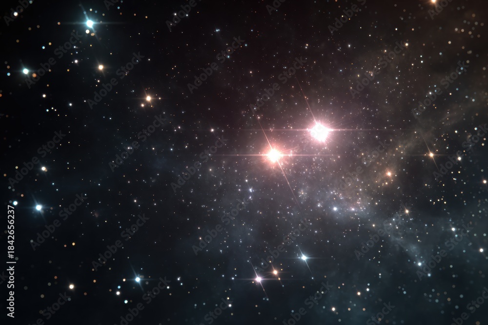 Fototapeta premium Infinite cosmos with celestial stars. A cosmic ballet of twinkling lights in the vast expanse of universe and infinite possibilities await discovery.