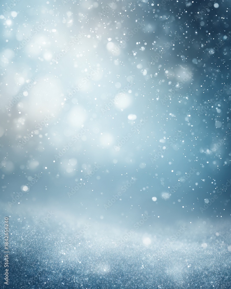 Fototapeta premium Winter blue background with soft glowing highlights and minimal sparkles creating a festive atmosphere