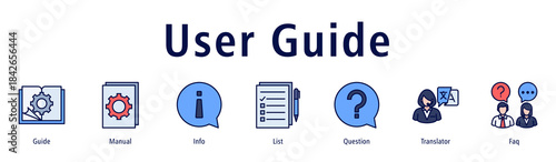 User Guide banner with icons of Guide, Manual, Info, List, Question, Translator and Faq.