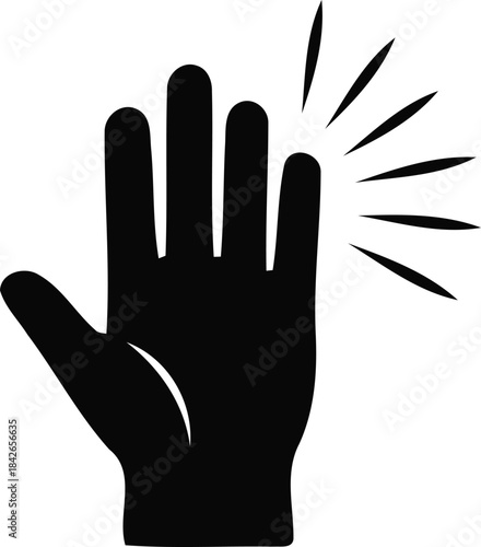 Black hand with lines radiating isolated on