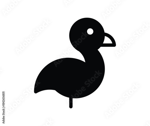 Black Silhouette of a Simple Bird Design with Minimalist Shape and Curves