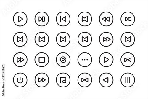 Media Control Icons for UI Kits, Streaming Platforms, Dashboards, and Playback Interfaces