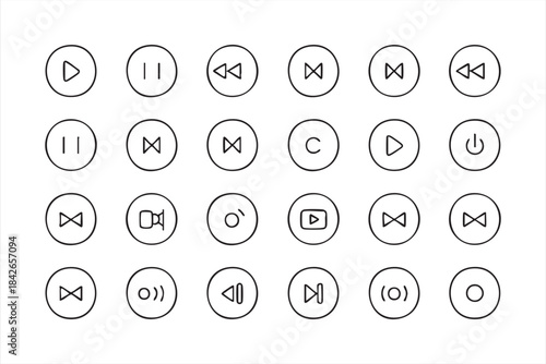 Minimal Media Player Symbols for Streaming UI, Mobile Controls, and Audio Navigation
