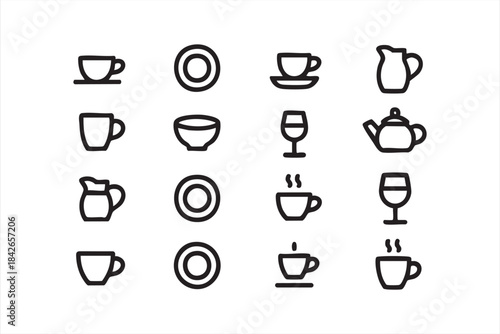 Coffee and Tea Cup Vector Set for Hospitality Apps, Food Platforms, and Menu Layouts