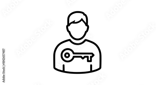 Man carrying key black white icon