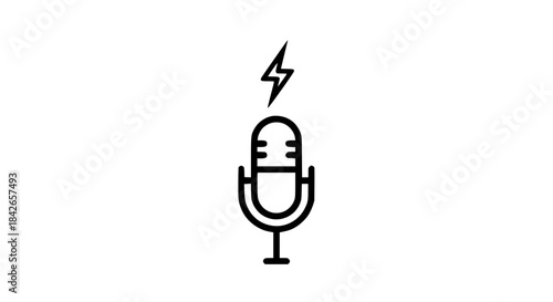 Flash mic symbol black white icon 