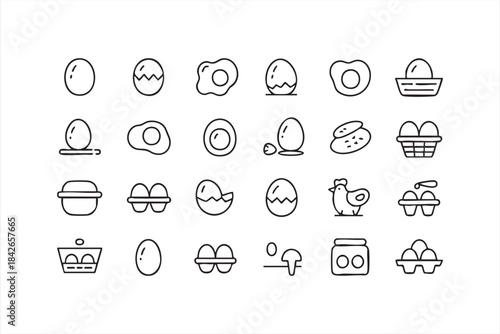Minimal Egg Carton and Hen Symbol Set for Farm Branding and Nutrition Interfaces