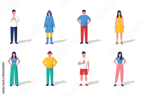 Diverse Group of People in Casual Attire Standing Together