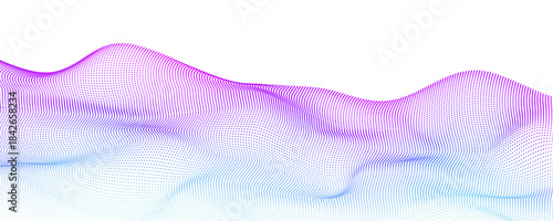 Wavy transparent texture with halftone dots and colorful abstract lines. Modern digital background with flowing curves, electric energy, and futuristic tech elements.
