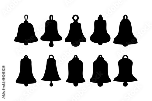Collection of ten bell bells silhouette