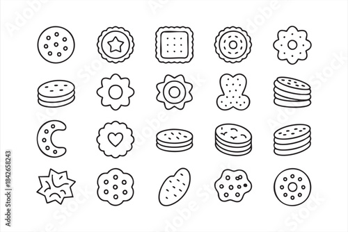 Assorted Cookie Symbols for Snack Packaging, Dessert Branding, and Culinary UI Kits