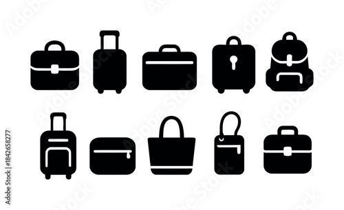 Collection of travel luggage suitcase backpack