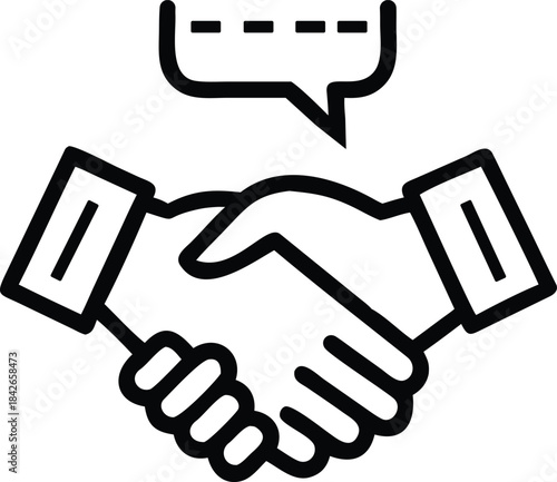 handshake with bubble vector icon