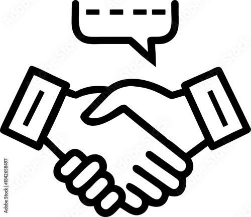 handshake with bubble  vector icon