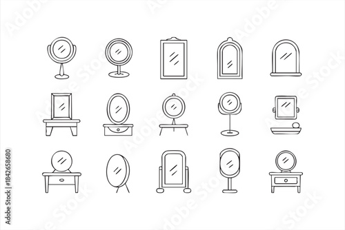 Mirror and Vanity Icon Collection for Home Decor Apps and Furniture UI Kits