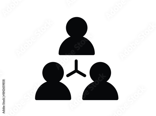 Simple Vector Icon of Network Connection with Three Silhouettes of People