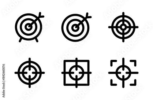 Precise Target Icon Set – Detailed Goal, Aim, and Bullseye Symbol Collection for Strategy, Success, and Marketing Design