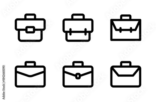 Professional Briefcase Icon Set – Detailed Business Bag and Office Work Symbol Collection for Corporate, Job, and Career Design